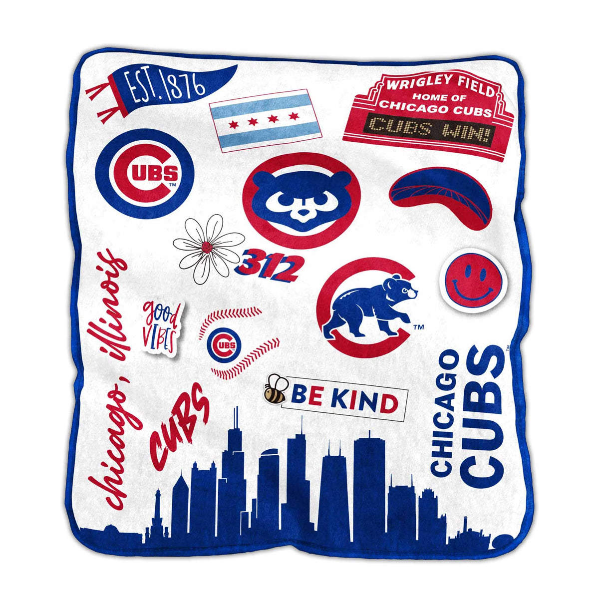 Chicago Cubs 50 X 60 Native Design Raschel Blanket Wrigleyville Sports