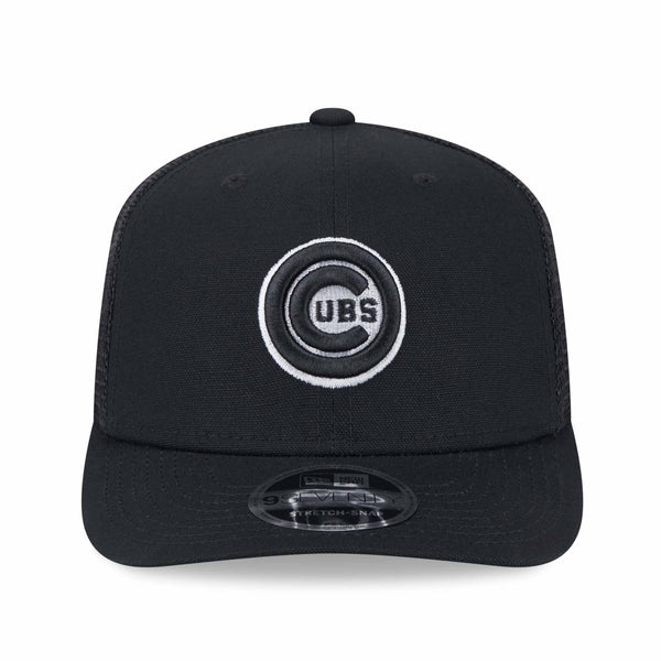 Chicago Cubs Canvas Black 9SEVENTY Stretch Snap Trucker Cap
