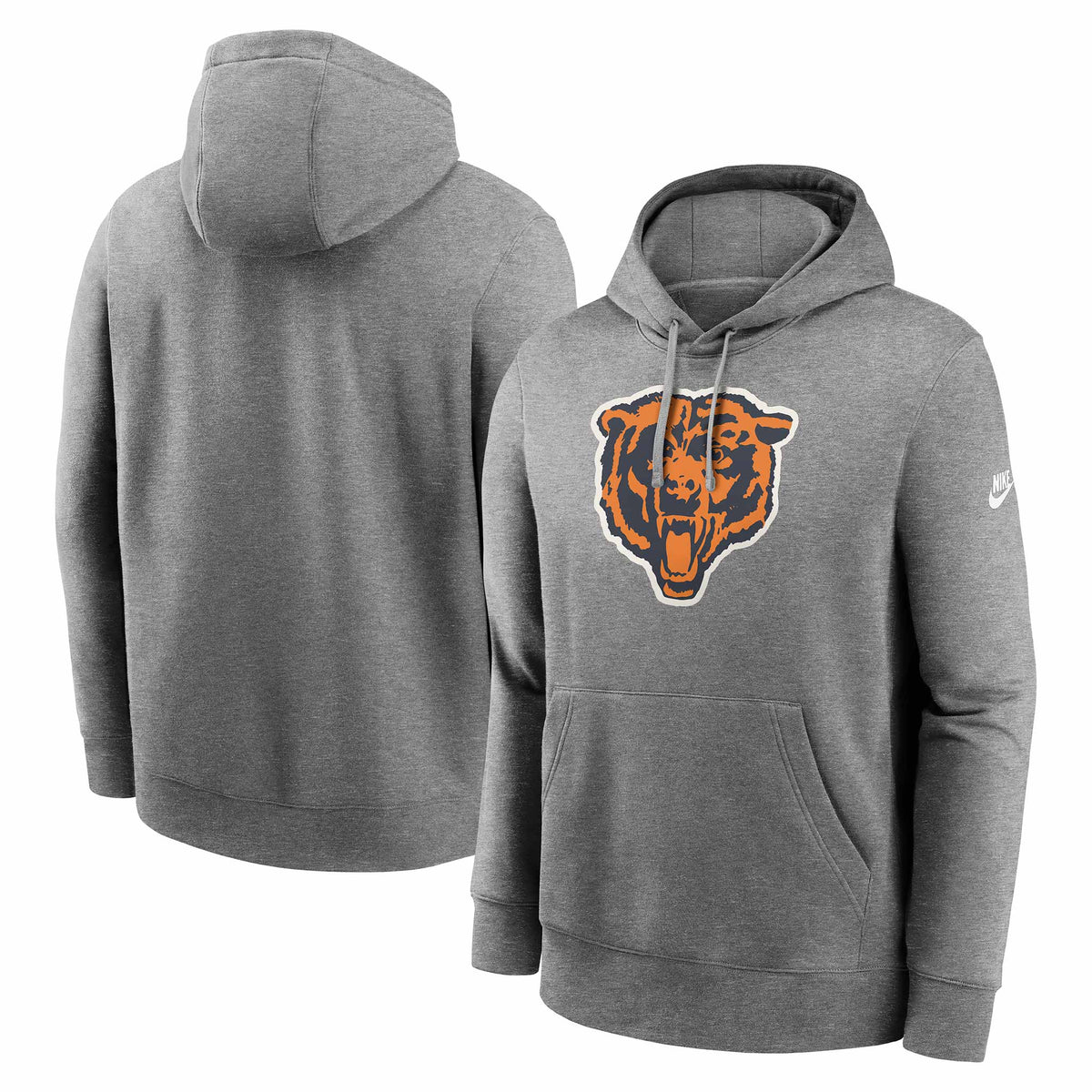 Chicago Bears Nike Grey Bears Face Rewind Club Hooded Sweatshirt