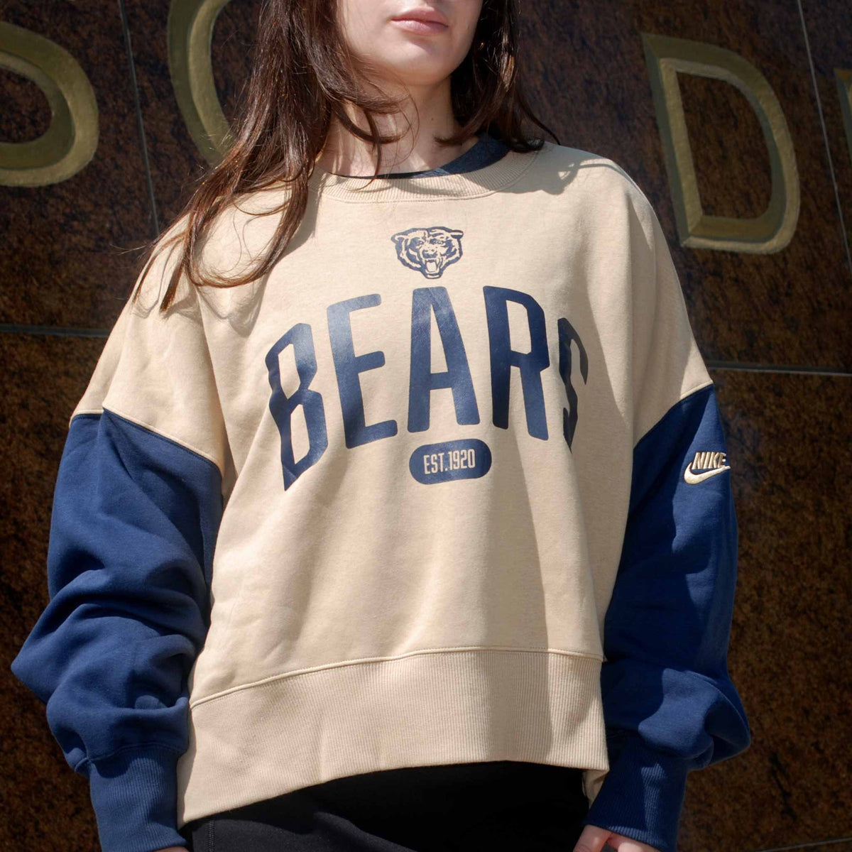 Chicago Bears Nike Women's Rewind Oversize Crewneck Sweatshirt