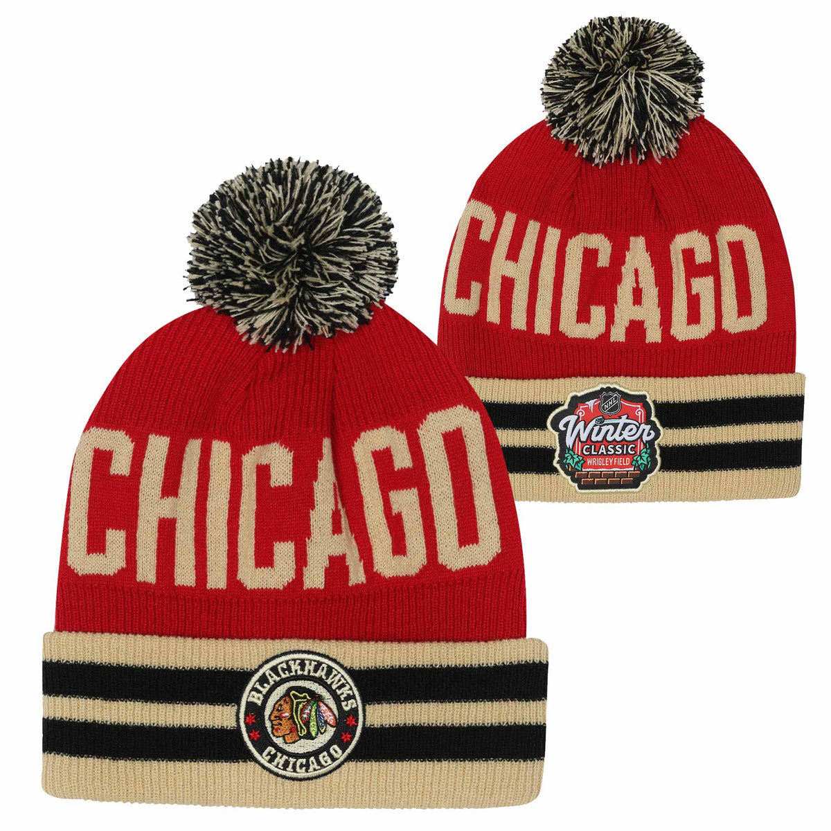 Chicago Blackhawks 2025 Winter Classic Youth Knit POM Hat