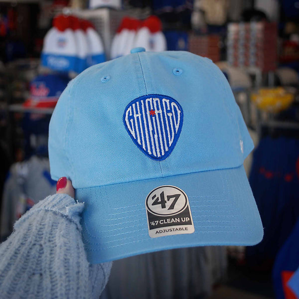 Chicago Cubs 47 Brand Blues Guitar Pick Logo Clean Up Adjustable Cap