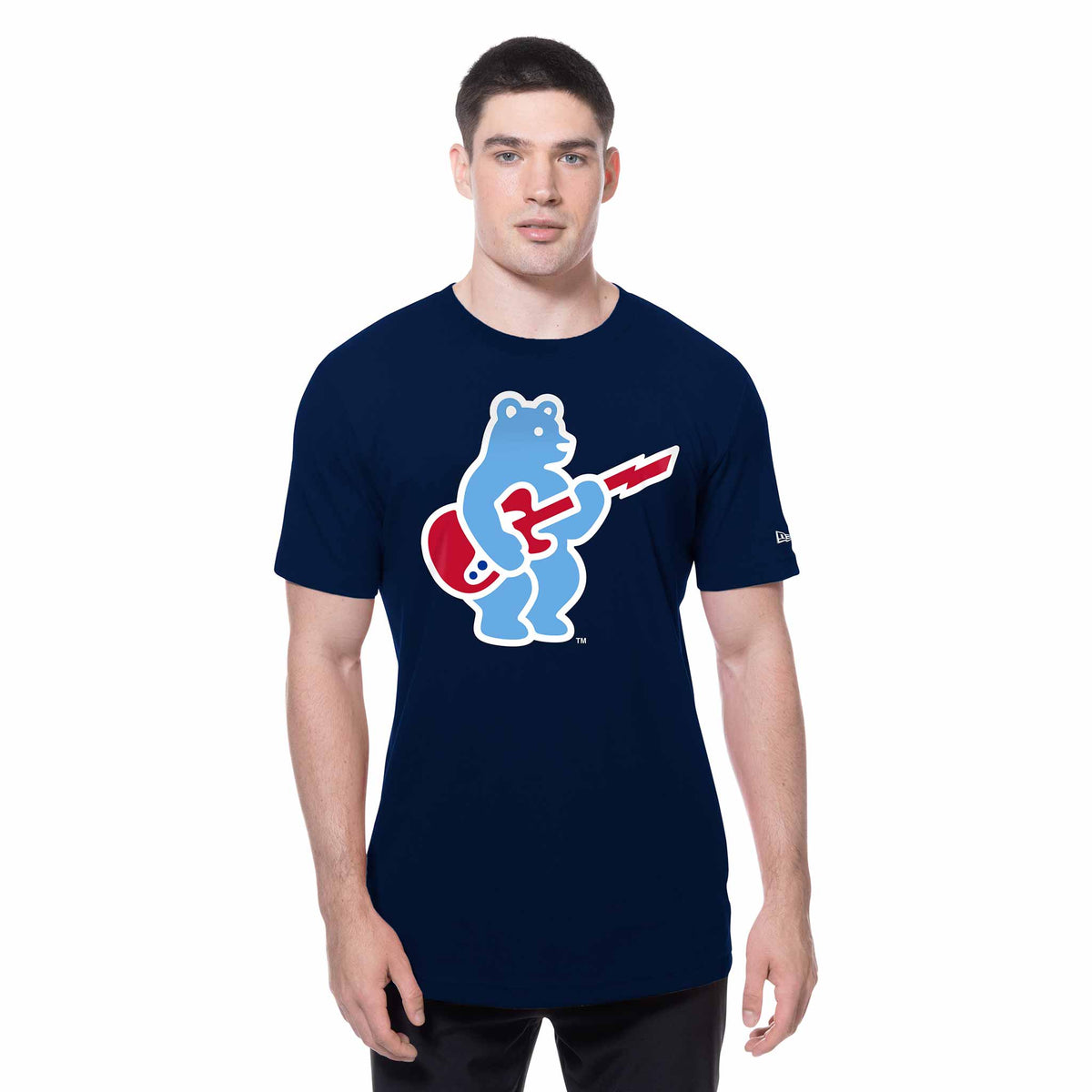 Chicago Cubs New Era Navy Rock Bear Logo Short Sleeve T