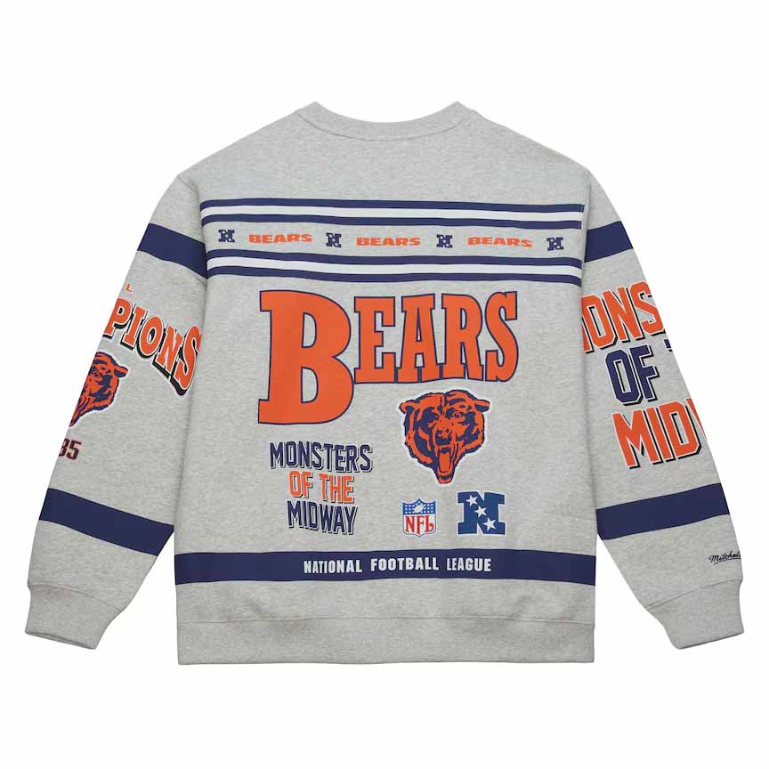 chicago bears monsters of the midway sweatshirt Chicago Bears Mitchell & Ness All Over Print Crewneck Sweatshirt – Wrigleyville Sports