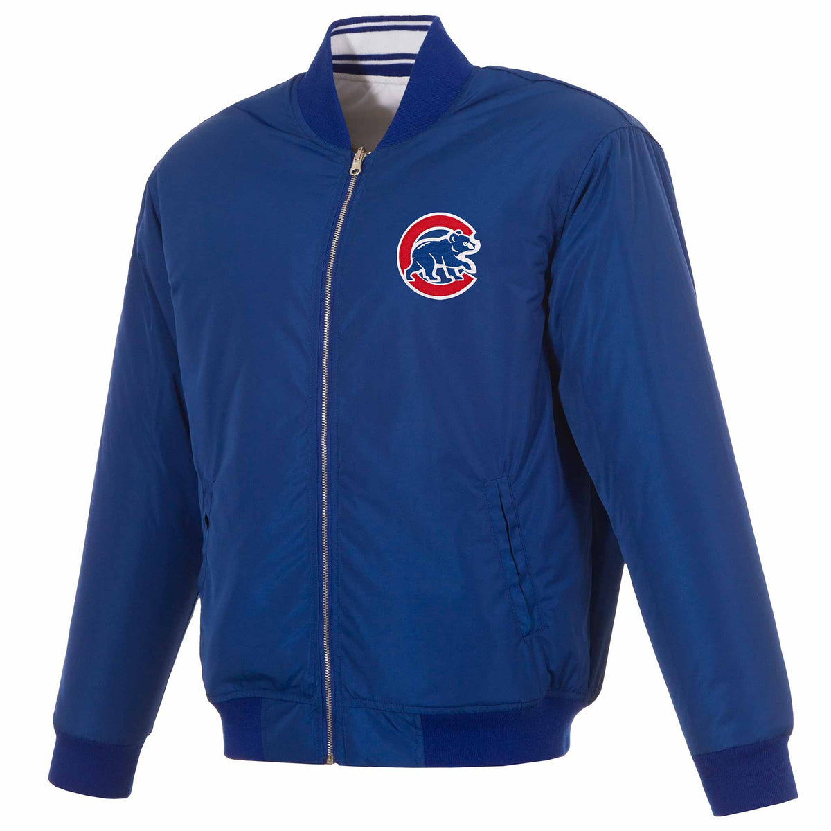 Chicago Cubs JH Royal & White Reversable Walking Bear Bomber