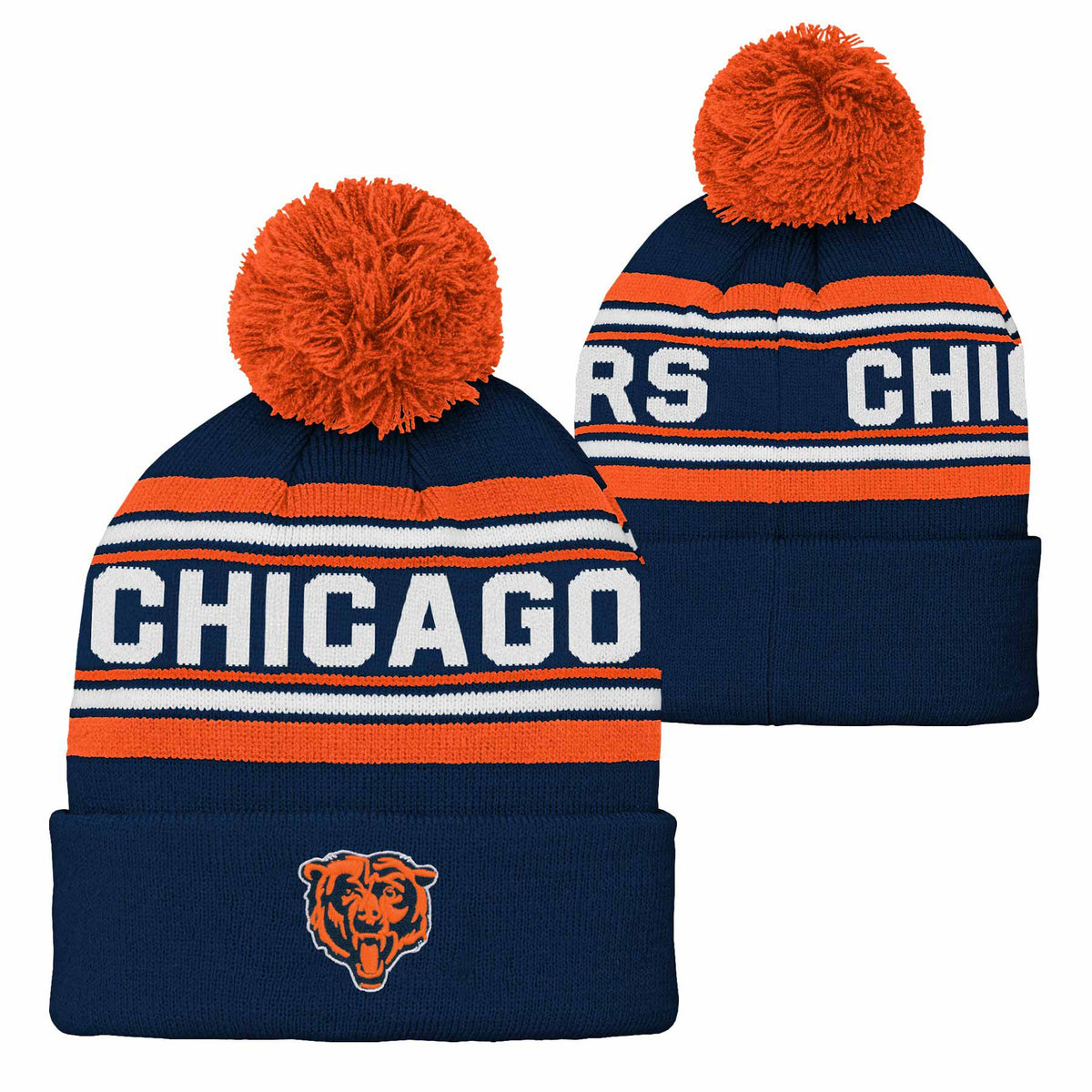 Chicago Bears Stocking Hat Cowl Scarf Set Oranhe Blue White Fan Day Wear UNISEX Chicago Bears Stunning Skylines Hat Kit | Stunning String Studio main image 4