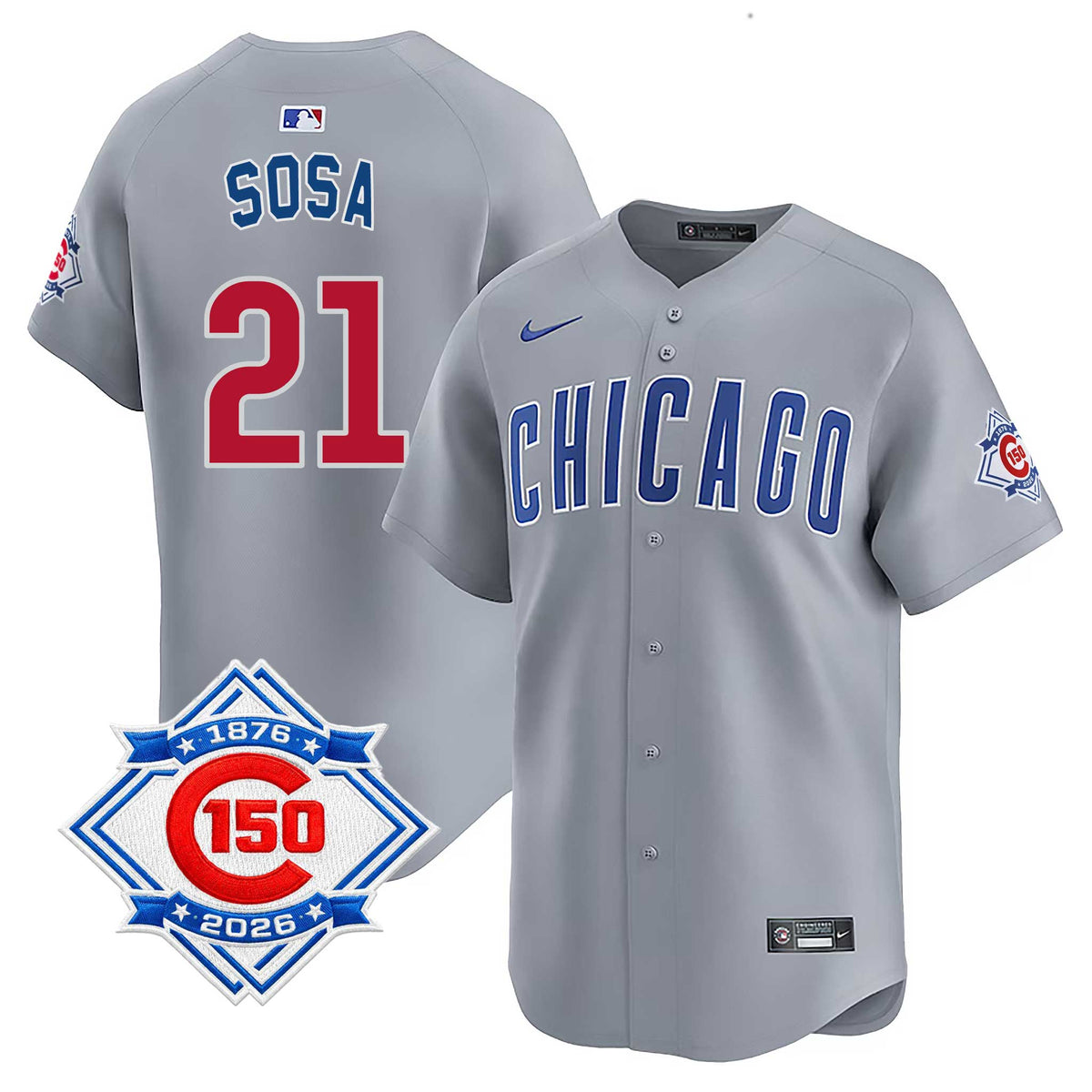 Chicago Cubs Sammy Sosa Nike Road Vapor Limited 150th Anniversary