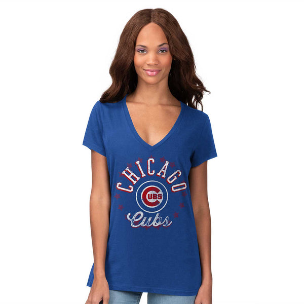 Chicago Cubs Women's Fair Catch V-Neck T-Shirt