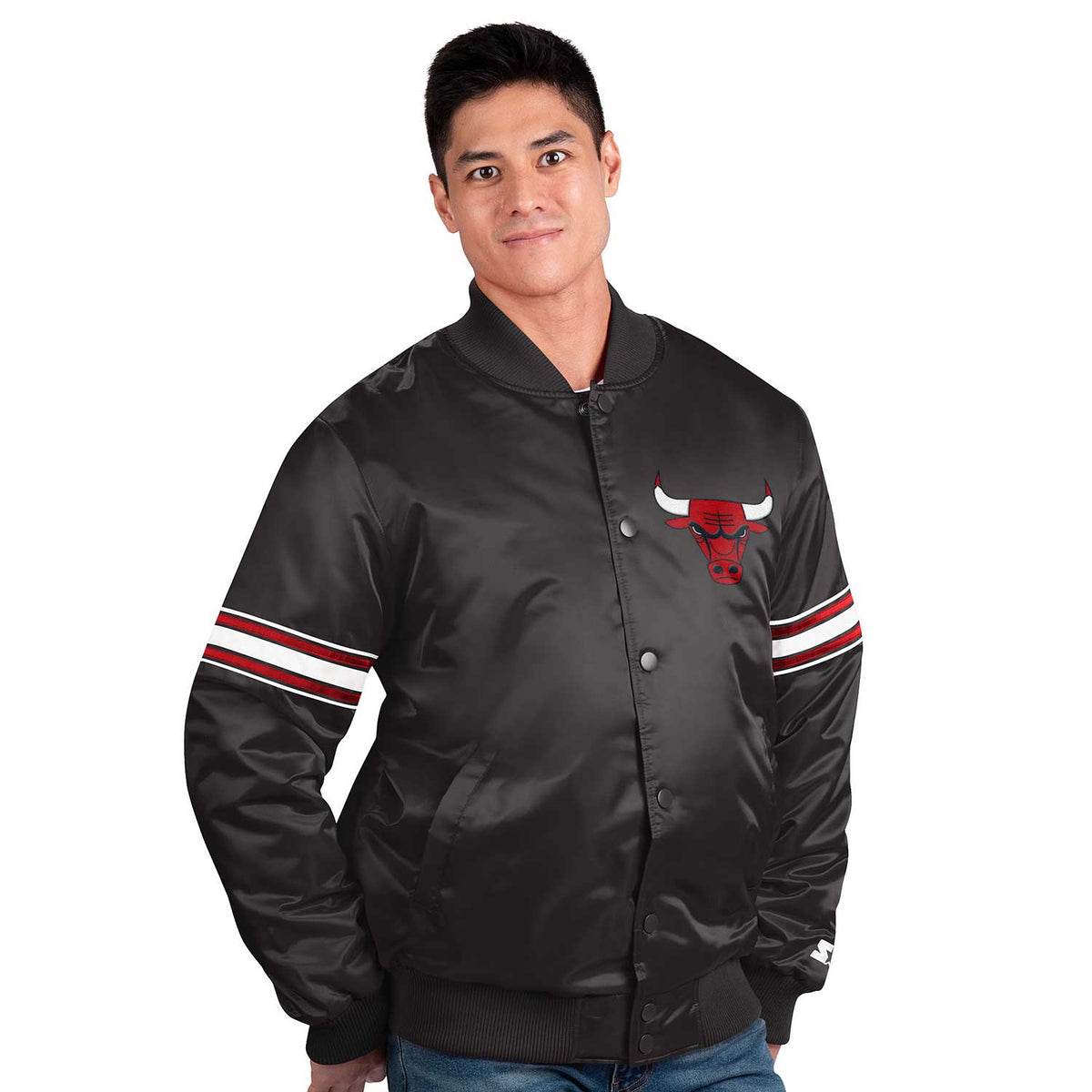 Starter Men's Chicago Bulls NBA Varsity Satin Jacket Gold / S