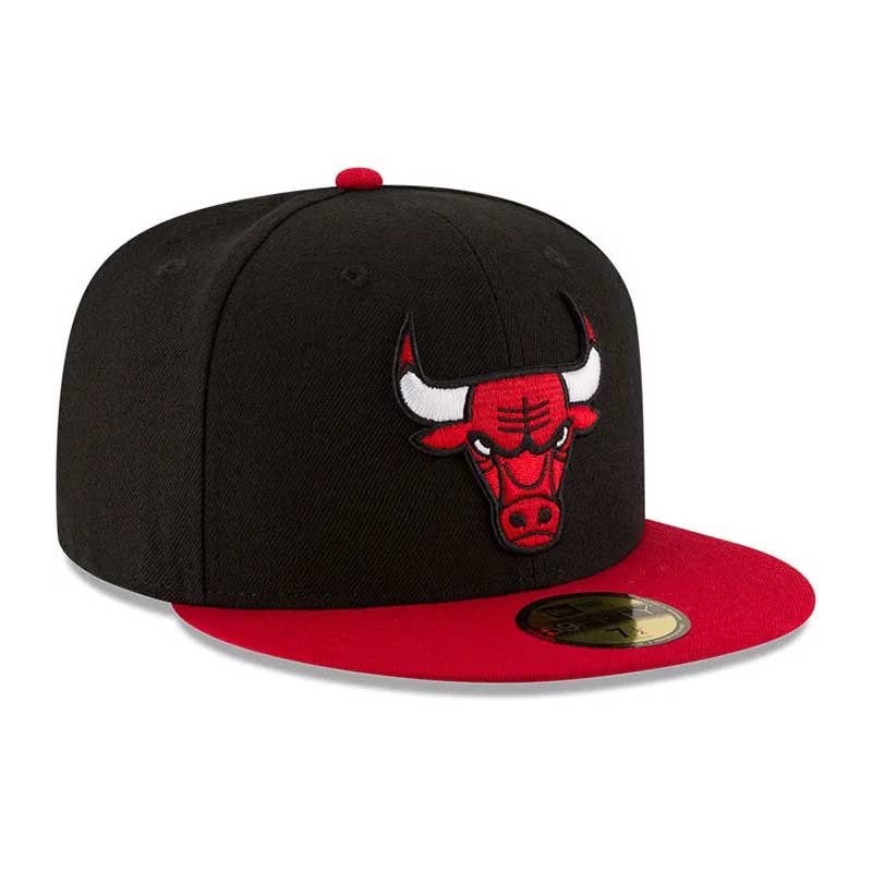 Chicago Bulls SCRIPT-PUNCH Black-Red Fitted Hat by New Era