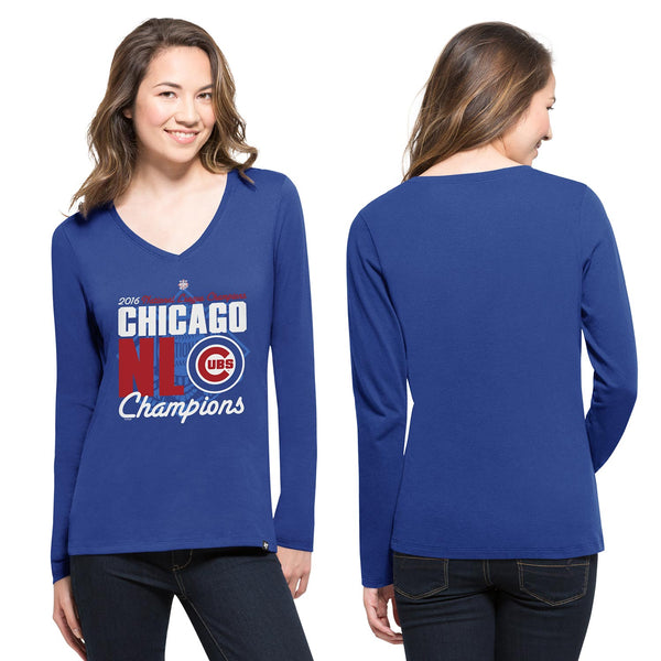 Chicago Cubs Ladies 2016 NL Champs Scoop Club Long Sleeve T-Shirt