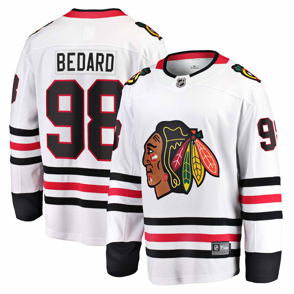 chicago blackhawks gear Men's Fanatics Connor Bedard White Chicago Blackhawks Away Breakaway Player Jersey Size: Large