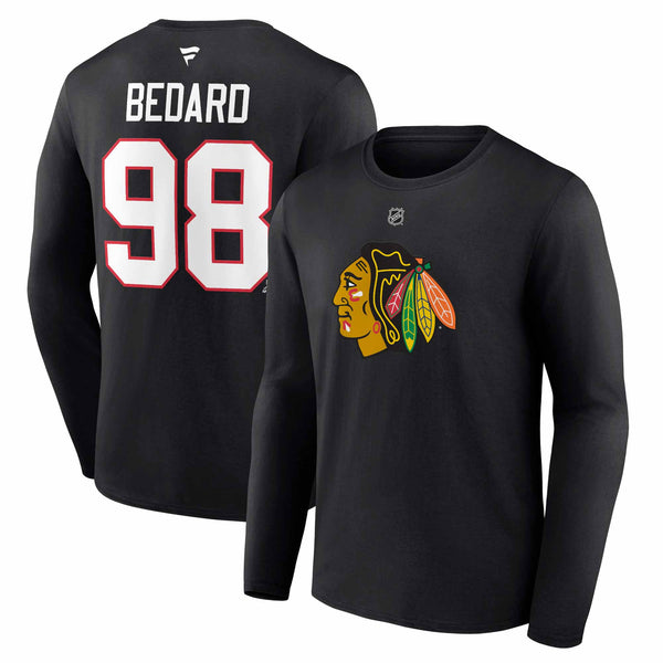 Chicago Blackhawks Connor Bedard Black Long Sleeve Player T-Shirt