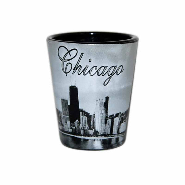 Chicago Skyline Black and White Shot Glass