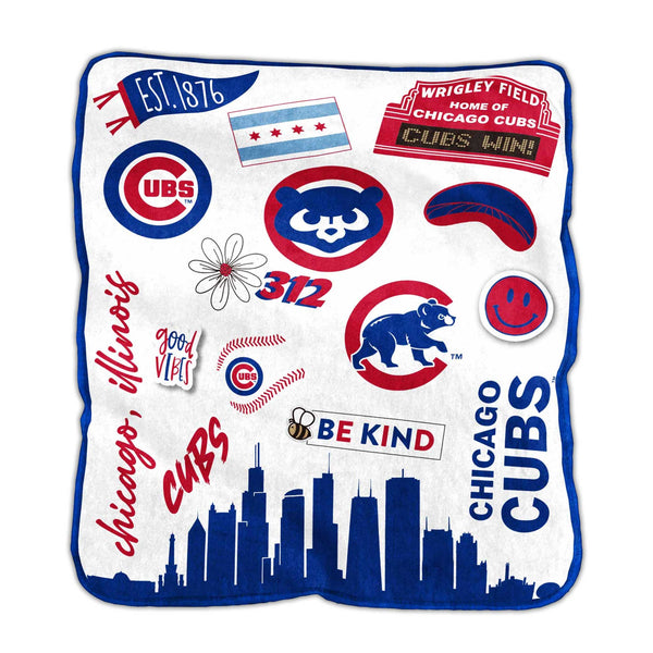Chicago Cubs 50 X 60 Native Design Raschel Blanket