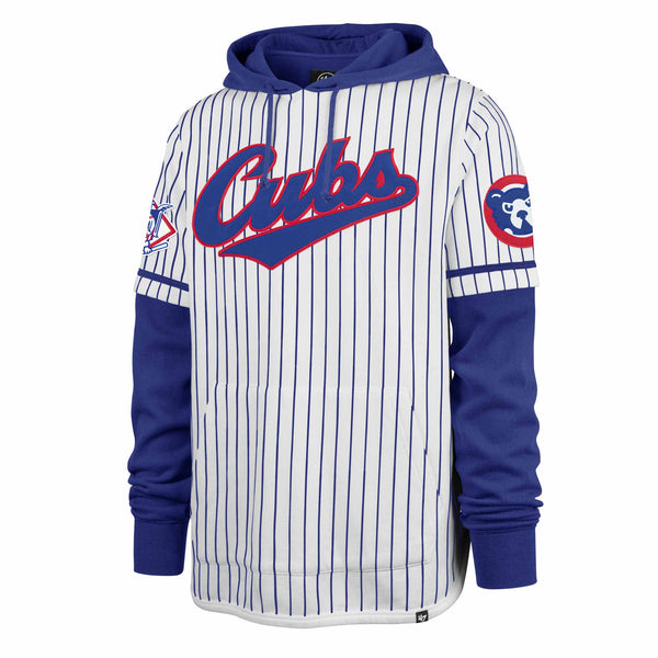 Chicago Cubs Pinstripe Double Header Hooded Sweatshirt