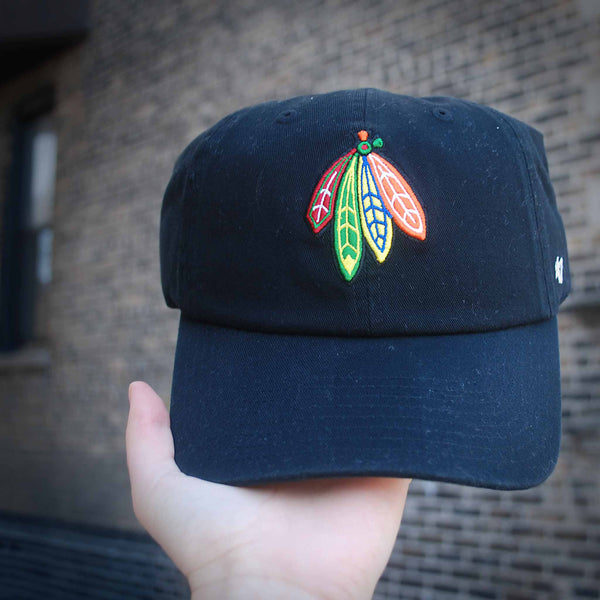 Chicago Blackhawks Black Indian Feathers Clean Up Adjustable Cap