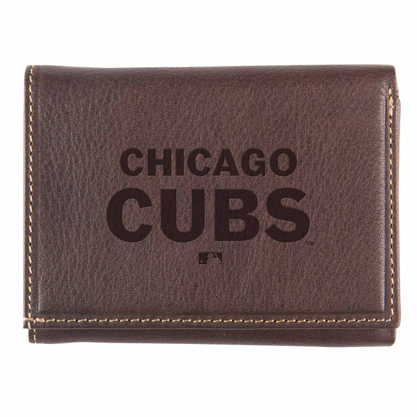 Chicago Cubs Brown Contrast Stitch Tri Fold Wallet