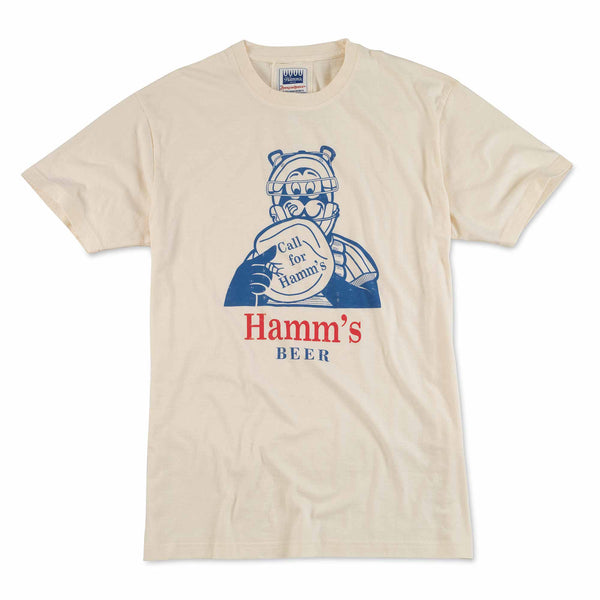 Hamm's Beer Baseball Catcher Brass Tacks 2 Cream T Shirt
