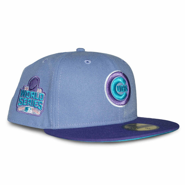 Chicago Cubs Lavender Purple Bullseye World Series Patch 59FIFTY Fitted Cap