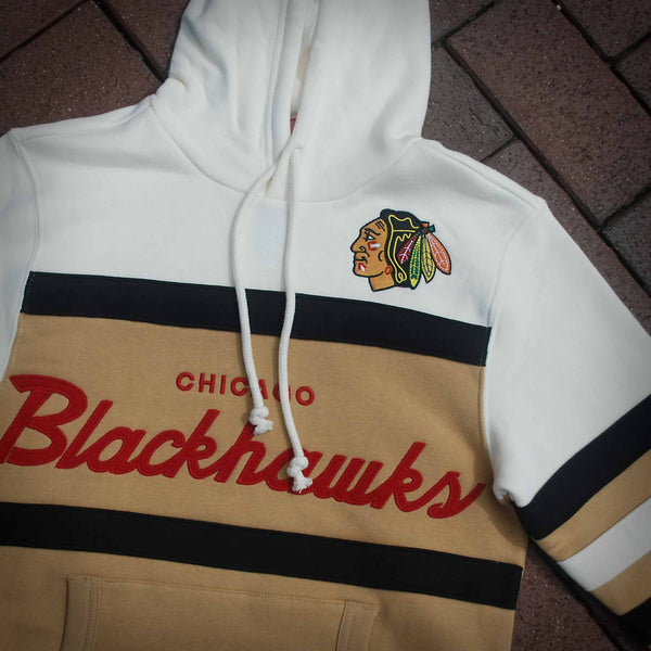 Chicago Blackhawks Mitchell & Ness Cream Head Coach Hooded Sweatshirt
