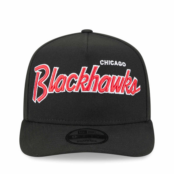 Chicago Blackhawks New Era 9FIFTY Black Indian Head Script Snapback Adjustable Cap