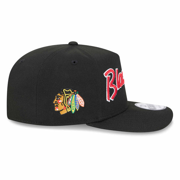 Chicago Blackhawks New Era 9FIFTY Black Indian Head Script Snapback Adjustable Cap