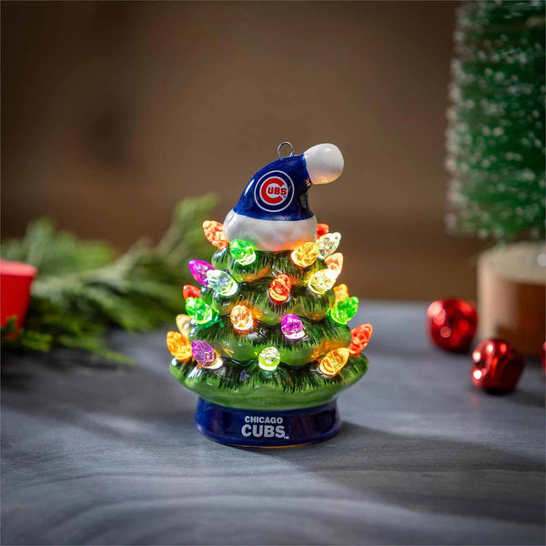 Chicago Cubs Mini LED Tabletop Christmas Tree