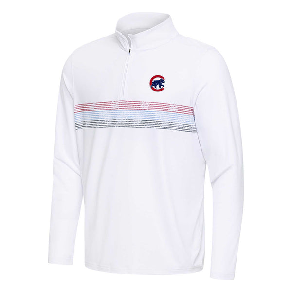 Chicago Cubs Antigua Walking Bear Dashing Quarter Zip Sweatshirt