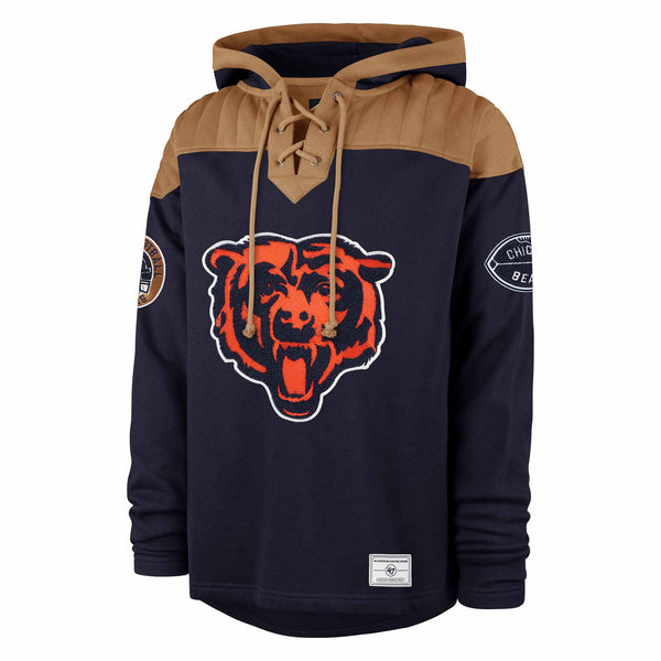 Chicago Bears 47 Brand Fall Navy Flannagan Wingback Lacer Hooded Sweatshirt