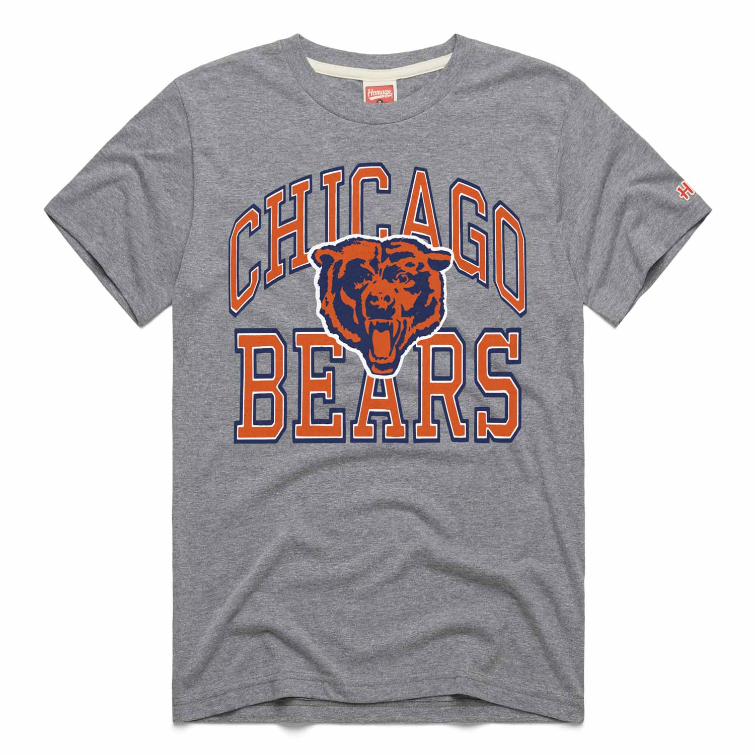Chicago Bears Homage Arch Bearhead Grey Short Sleeve T Shirt