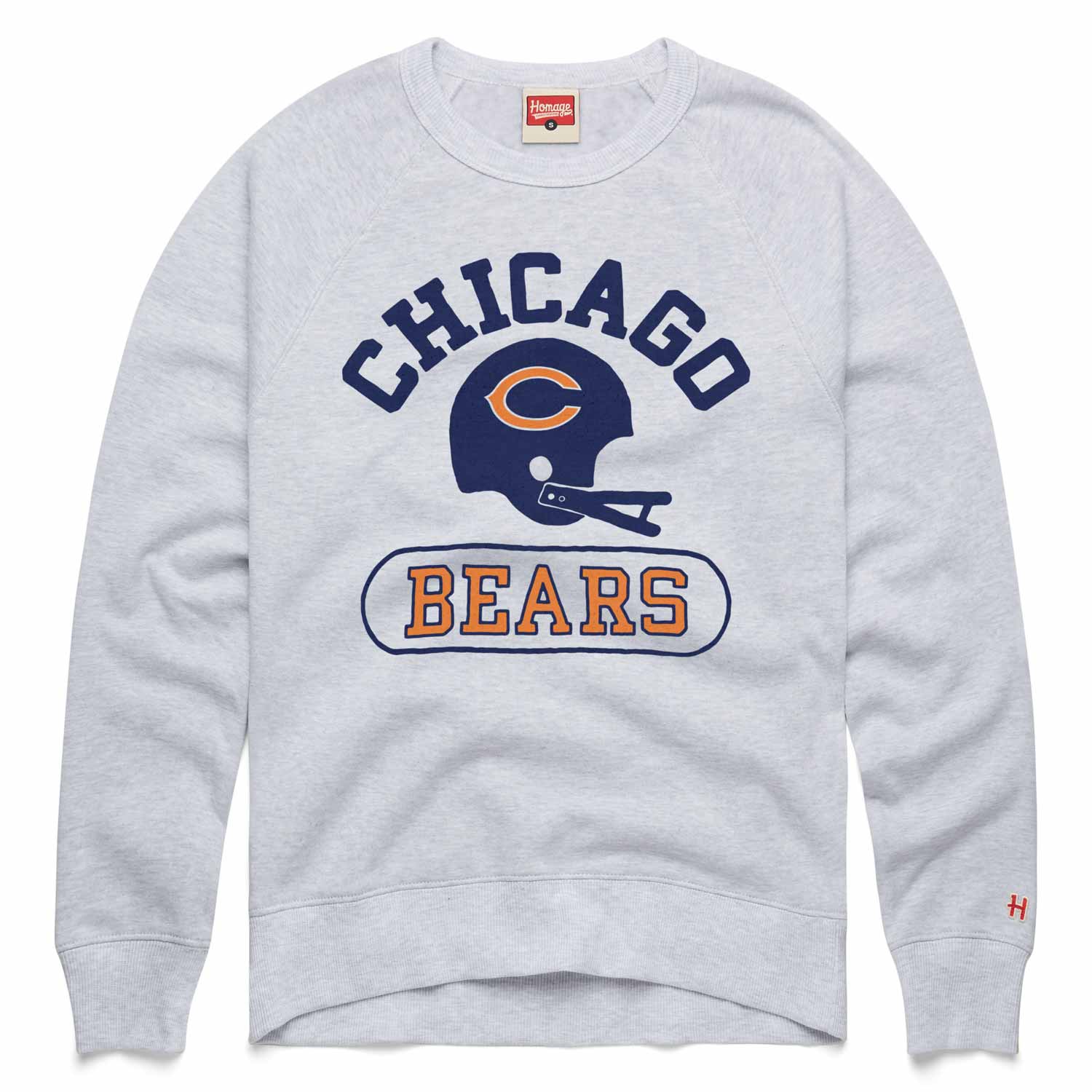 Chicago Bears Homage Grey Throwback Helmet Crewneck Sweatshirt 