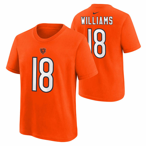 Chicago Bears Caleb Williams Youth Orange Nike Fuse Name & Number T Shirt