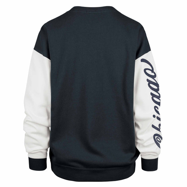 Chicago Bears 47 Brand Women's Navy Double Header Rise Andie Crewneck Sweatshirt
