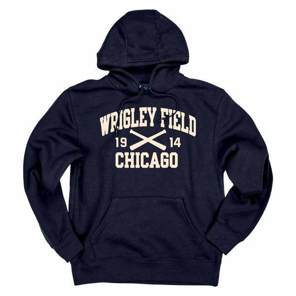 Wrigley Field Navy Arcade Baseball Felt Hooded Sweatshirt