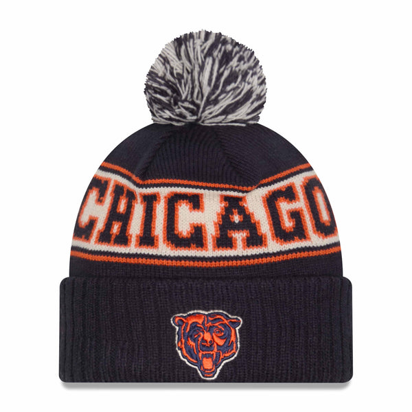 Chicago Bears New Era Retro Bear Face Knit Pom Cap