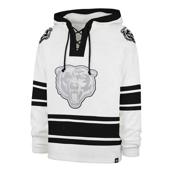 Chicago Bears 47 Brand White Wash Flashback Shortstop Hooded Sweatshirt