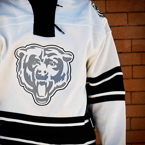 Chicago Bears 47 Brand White Wash Flashback Shortstop Hooded Sweatshirt