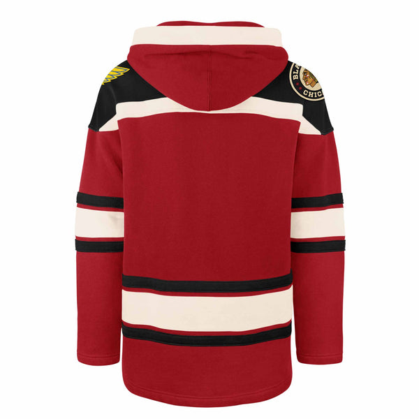 Chicago Blackhawks vs. St. Louis Blues 47 Brand 2024 Winter Classic Superior Lacer Hooded Sweatshirt