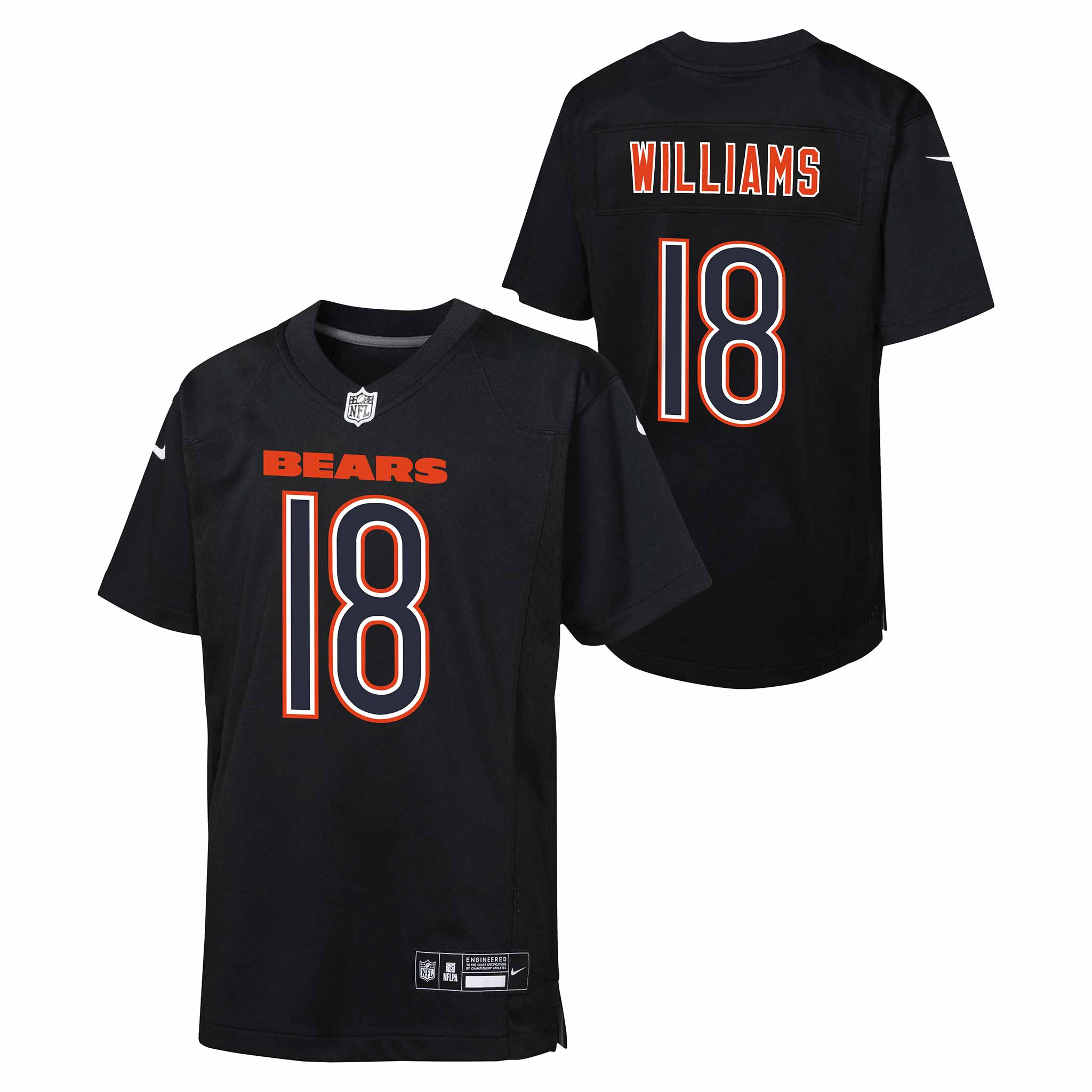 Caleb Williams Chicago Bears Youth Black Nike Carbon Football Jersey, Black, 100% POLYESTER, Size M