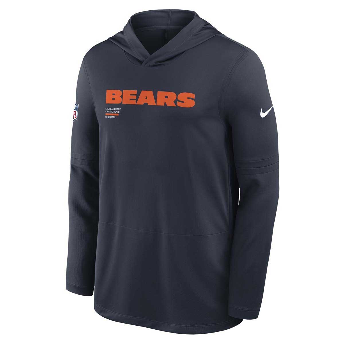 Chicago Bears Nike Lightweight Navy Sideline Hooded Top