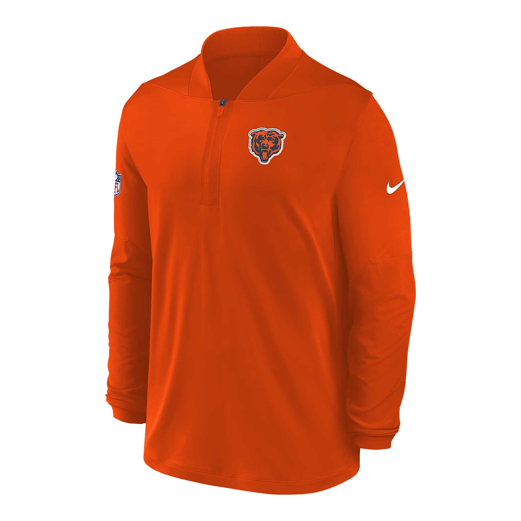 Chicago Bears Nike Midweight Orange Quarter Zip Sideline Pullover