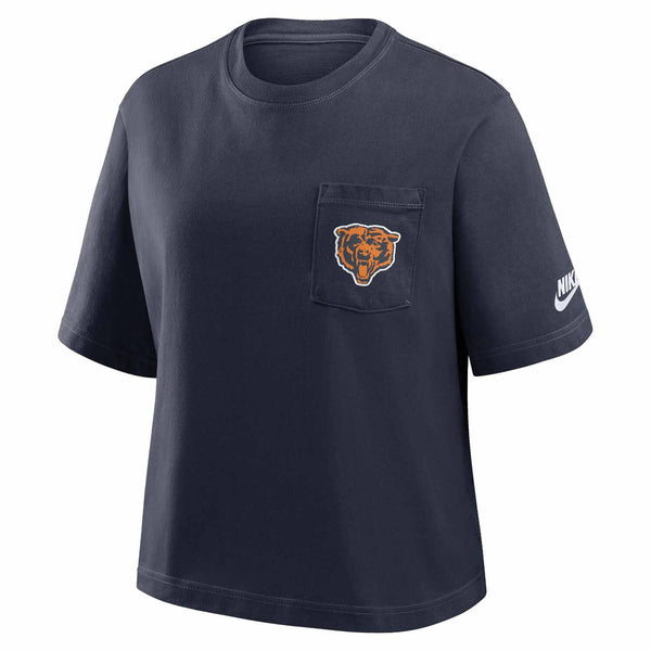 Chicago Bears Nike Women's Navy Rewind Pocket Boxy T-Shirt