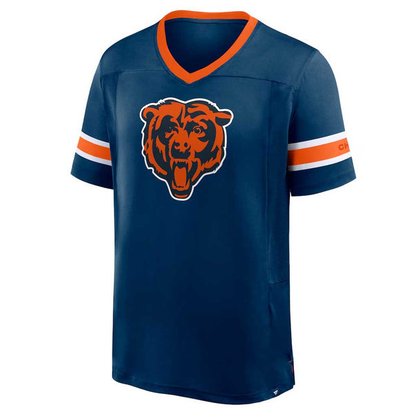 Men's Fanatics Navy Chicago Bears Textured Throwback Hashmark V-Neck T-Shirt Size: Medium