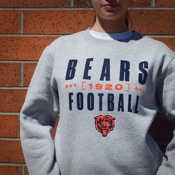 Chicago Bears Fanatics Grey Redzone Powerful Throw Legacy Crewneck Sweatshirt