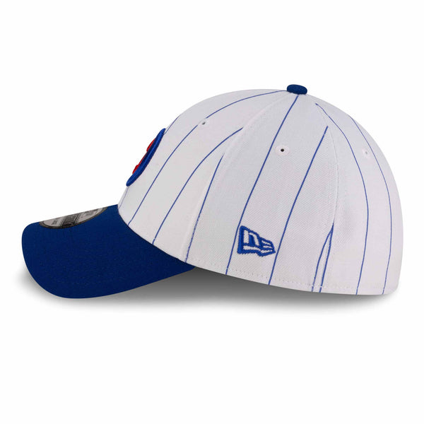 Chicago Cubs New Era 39THIRTY White Pinstripe Bullseye Stretch Fit Cap