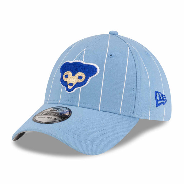 Chicago Cubs New Era 39THIRTY Baby Blue Pinstripe 1969 Bear Stretch Fit Cap