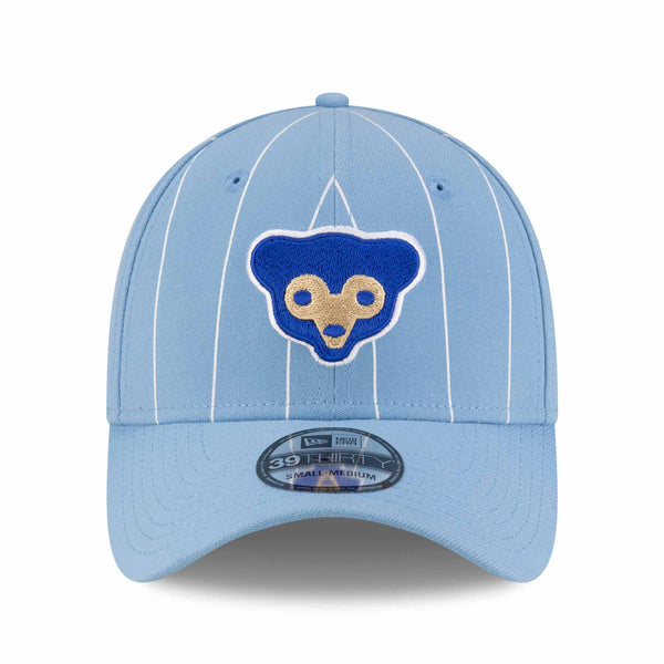 Chicago Cubs New Era 39THIRTY Baby Blue Pinstripe 1969 Bear Stretch Fit Cap