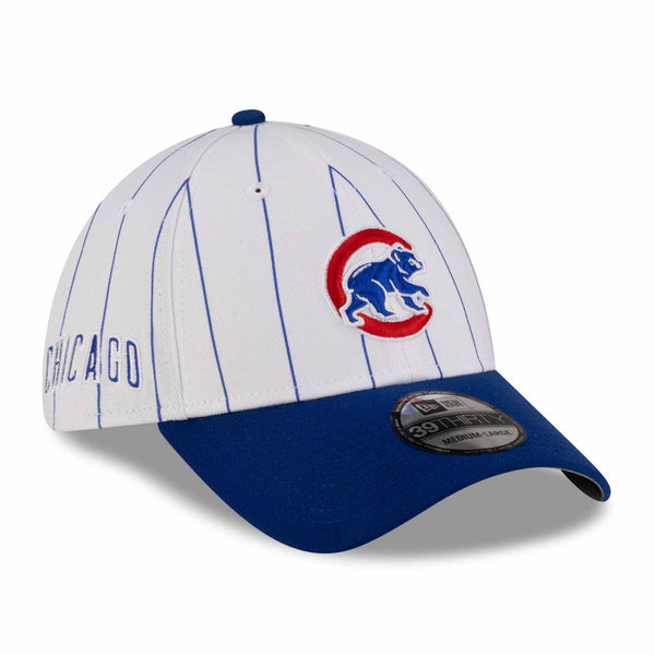 Chicago Cubs New Era 39THIRTY White Pinstripe Walking Bear Stretch Fit Cap