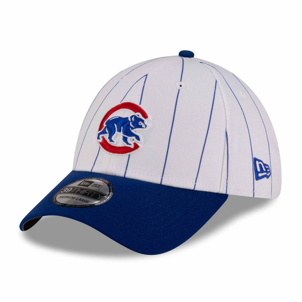 Chicago Cubs New Era 39THIRTY White Pinstripe Walking Bear Stretch Fit Cap
